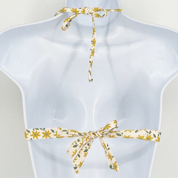 Classic Bikini Swimsuit Top in White with Gold Floral Print Size Small - Picture 4 of 5